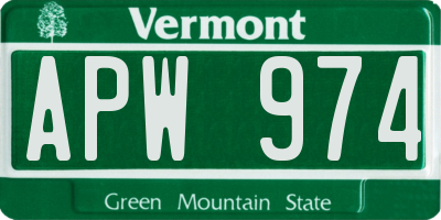 VT license plate APW974