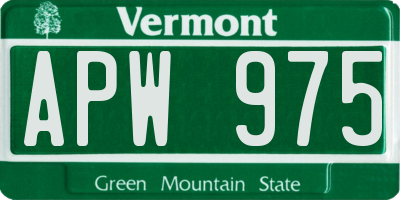 VT license plate APW975