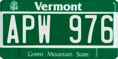 VT license plate APW976