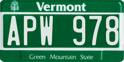 VT license plate APW978