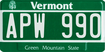 VT license plate APW990