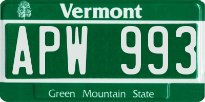 VT license plate APW993