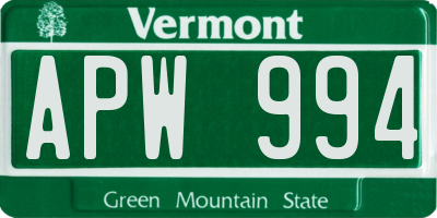 VT license plate APW994