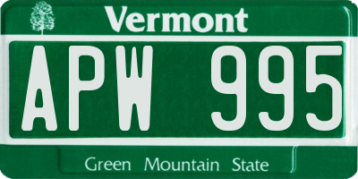 VT license plate APW995