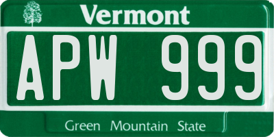 VT license plate APW999