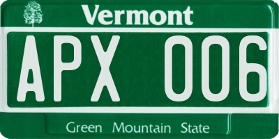 VT license plate APX006