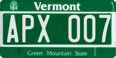 VT license plate APX007