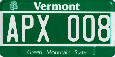 VT license plate APX008