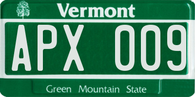 VT license plate APX009