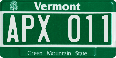 VT license plate APX011