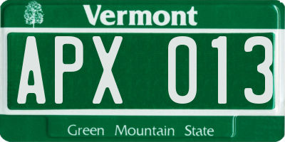 VT license plate APX013