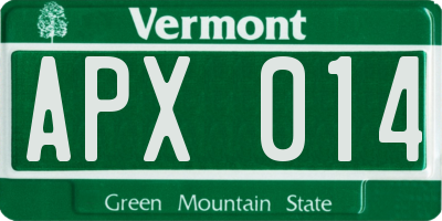 VT license plate APX014