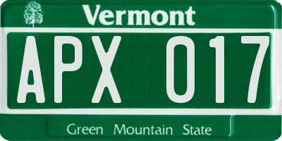 VT license plate APX017