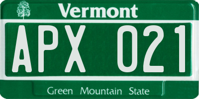 VT license plate APX021