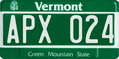 VT license plate APX024