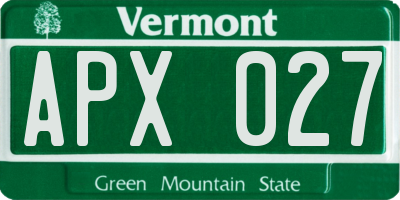 VT license plate APX027