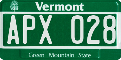 VT license plate APX028