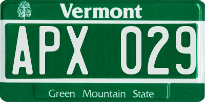 VT license plate APX029