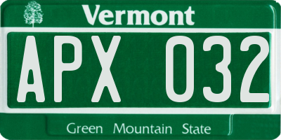 VT license plate APX032