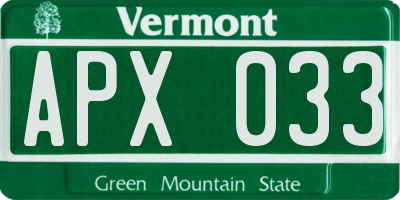 VT license plate APX033
