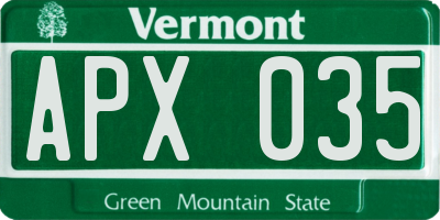 VT license plate APX035