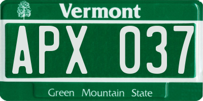 VT license plate APX037