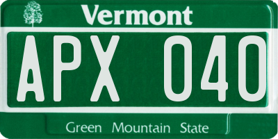 VT license plate APX040