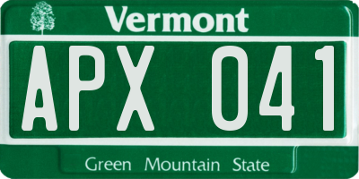 VT license plate APX041