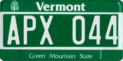 VT license plate APX044