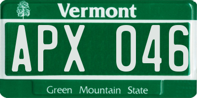 VT license plate APX046
