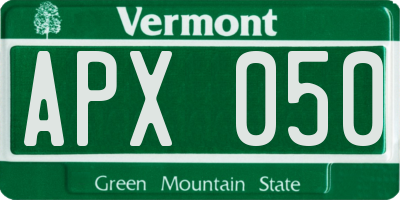 VT license plate APX050