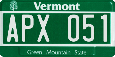 VT license plate APX051