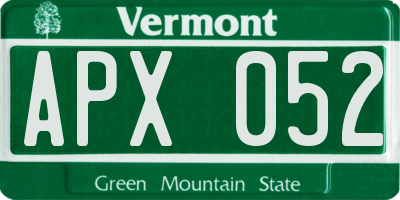 VT license plate APX052