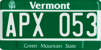 VT license plate APX053
