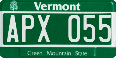 VT license plate APX055