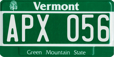 VT license plate APX056