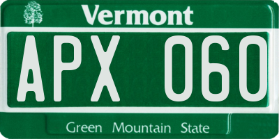 VT license plate APX060