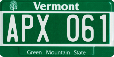 VT license plate APX061