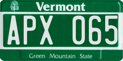 VT license plate APX065