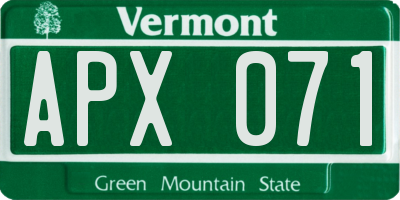 VT license plate APX071