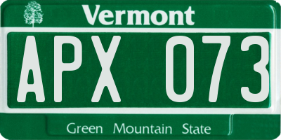 VT license plate APX073