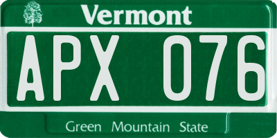 VT license plate APX076