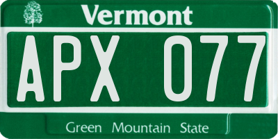 VT license plate APX077