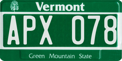 VT license plate APX078