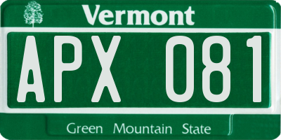VT license plate APX081