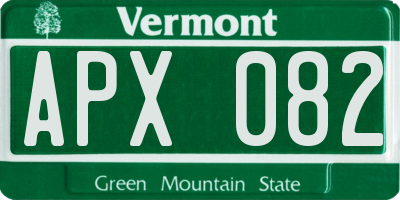 VT license plate APX082