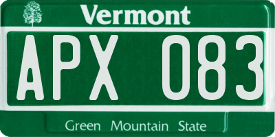 VT license plate APX083