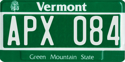 VT license plate APX084