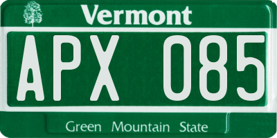 VT license plate APX085