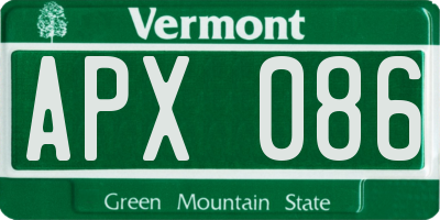 VT license plate APX086